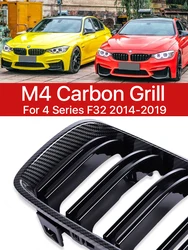 Front Bumper Kidney Carbon Grill For BMW 4 Series F32 F33 F36 F80 F82 F83 2013-2020 M4 Gloss Black M Color Black Facelift Grille