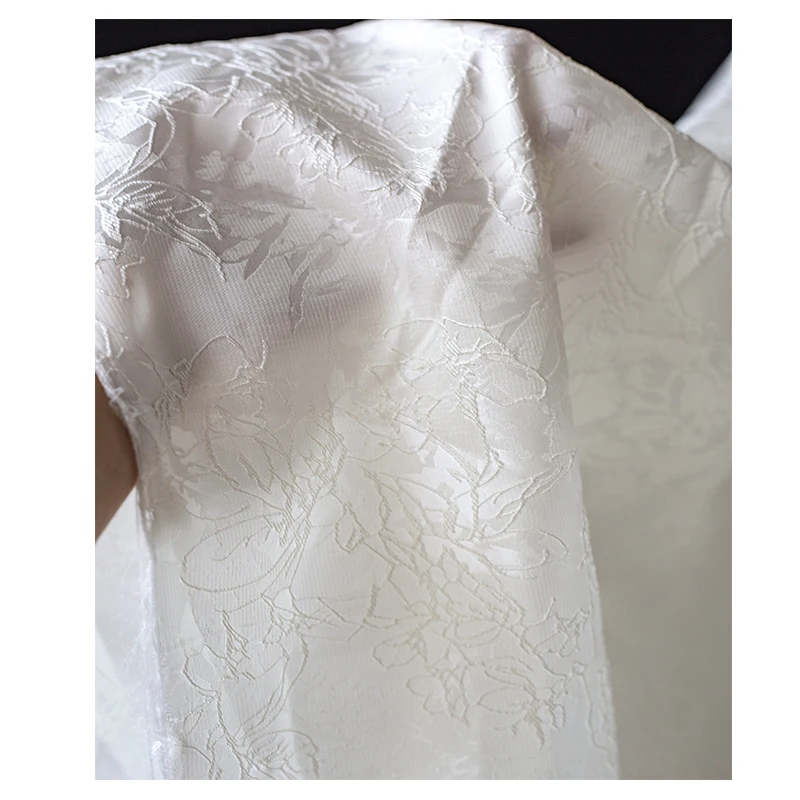 White Three-dimensional Jacquard Texture Fabric Embroidered with Raised Lines Creative Jacket Cheongsam Designer Fabric