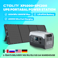 CTOLITY XP1000 1800W Powerbank 1024WH Lifepo4+200W Solar Panel ETFE Portable Solar Generator Power Station Camping Charging