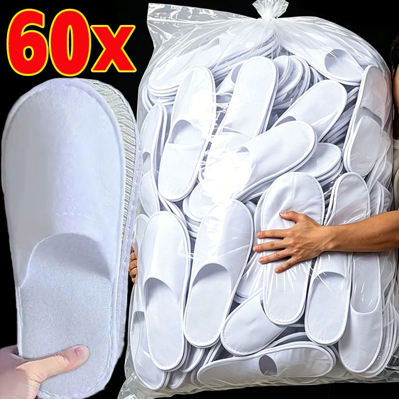 2-30pairs White Disposable Slippers for Home Guests Travel Hotels Thickened Anti Slip Indoor Disposable Slippers