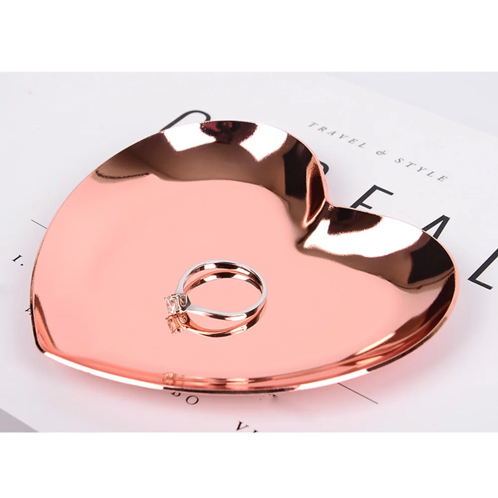 

Heart Shaped Jewelry Tray Earrings Storage Ornament Plate Metal Dish Trinket for Women Trays