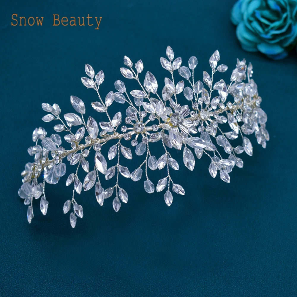 

DZ080 Silver Bridal Headband Wedding Party Tiara and Headdress for Women Bride Headwear Bridesmaid Headpiece Pageant Headdress