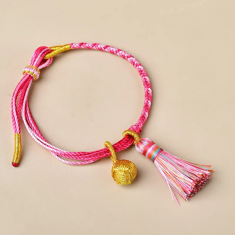 Chinese Style Dragon Boat Festival Multicolor Braided Bracelet Lucky Blessing Tassel Gold Bell Adjustable Jewelry For Women Men