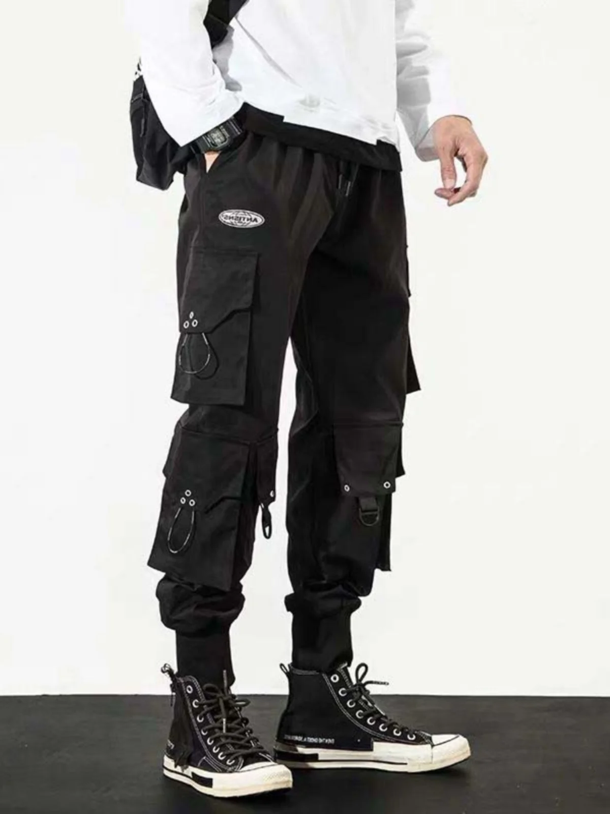 

Мужские спортивные брюки свободного кроя в стиле милитари для уличных танцев, осенне-зимние рабочие брюки-карго с множеством карманов