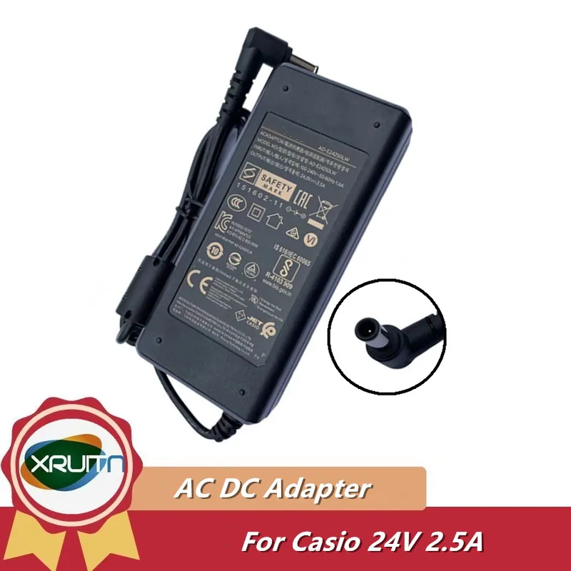 Adaptador de 24V 2.5A para Casio AD-E24250LW PSAA60W-240 AD-A24250LW MZ-X500 MZ-X300 CGP-700 AP-450 AP-460 Celviano AP-420 Piano Power