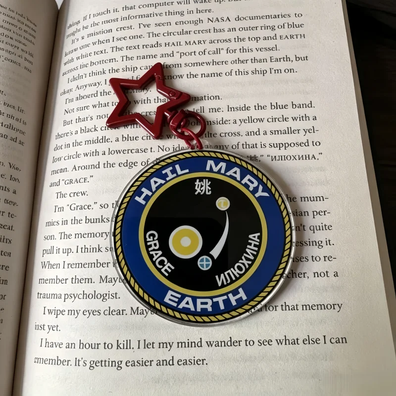 Project Hail Mary Mission Patch Acrylic Keychain Multi Country Flag Spaceship Bag Pendant Gift for Sci-Fi Book Fans Collectors view 2