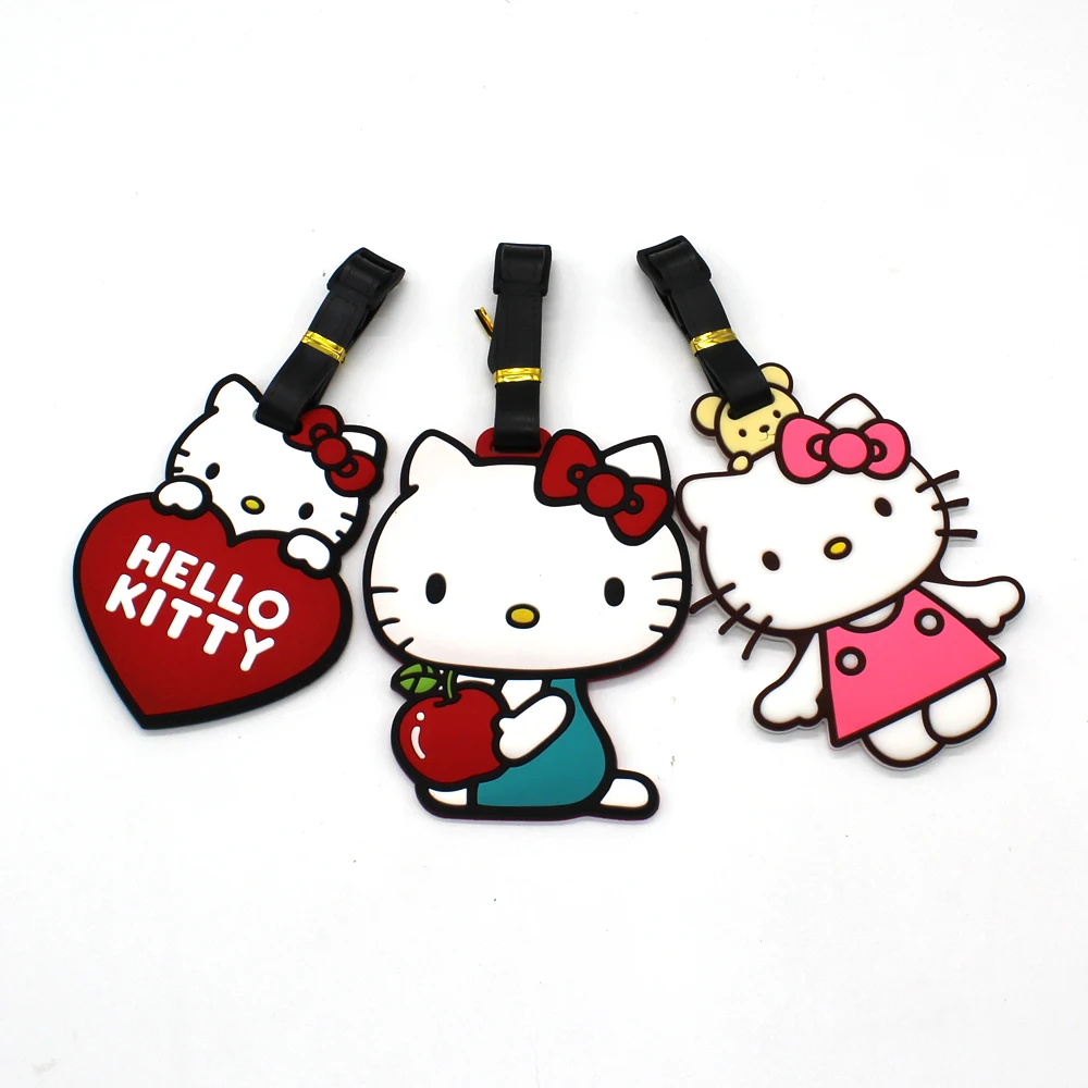 Sanrio Hello Kitty Luggage Tag Women Travel accessories Cartoon Kuromi Melody Travel Suitcase Bag Tag Identifier Carrier Nametag