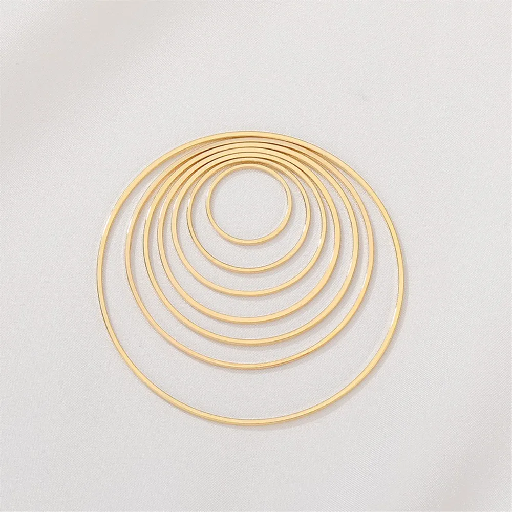 14K Gold-plated Ring Circle Geometric Ring Hanging Ring Diy Handmade Ear Jewelry Pendant Material Accessories Q010