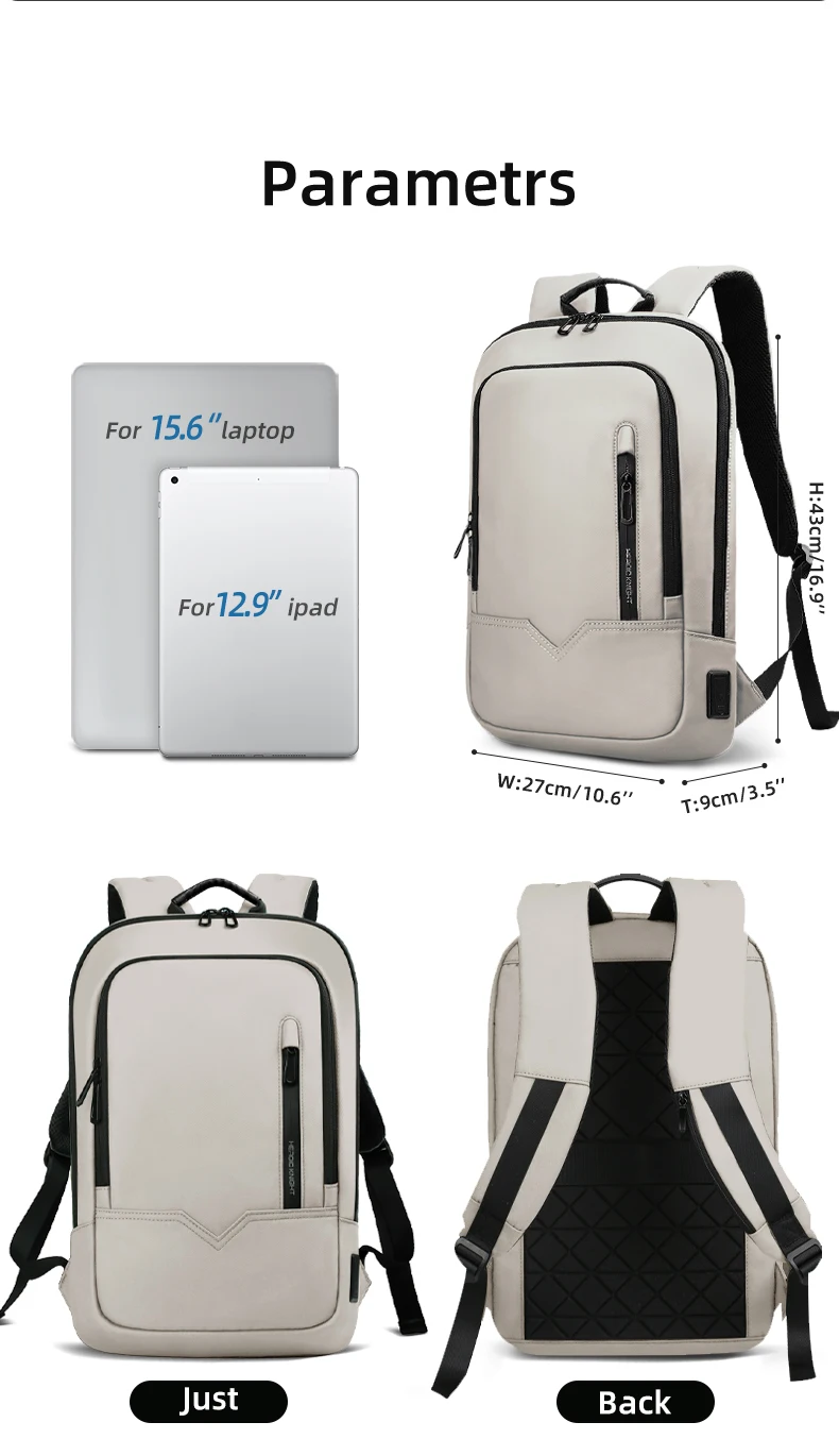 HK Hochwertiger Rucksack 15,6-Zoll-Laptop-Tasche Herren-Business-Pendler-Rucksack Wasserdichtes Oxford-Gewebe Leichte Reisetasche – Detail 3