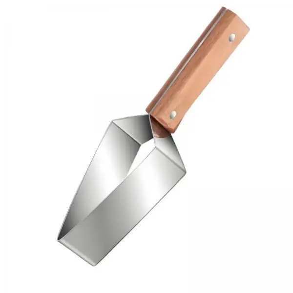 Long Stainless Steel Watermelon Knife Curved Fruit Cutter with Stable Wood Handle for Kitchen and Barbecue Use