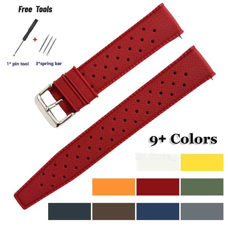 Tropical Silicone Watch Straps 18mm 20mm 22mm Quick Release Watchband for Omega Bracelet Belt Breathable Waterproof Rubber Bands