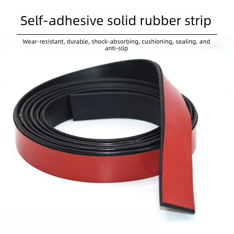 

5M 2*90mm Self-adhesive solid rubber flat strip glass shock-absorbing pad buffer adhesive rubber plate door seam sealing strip