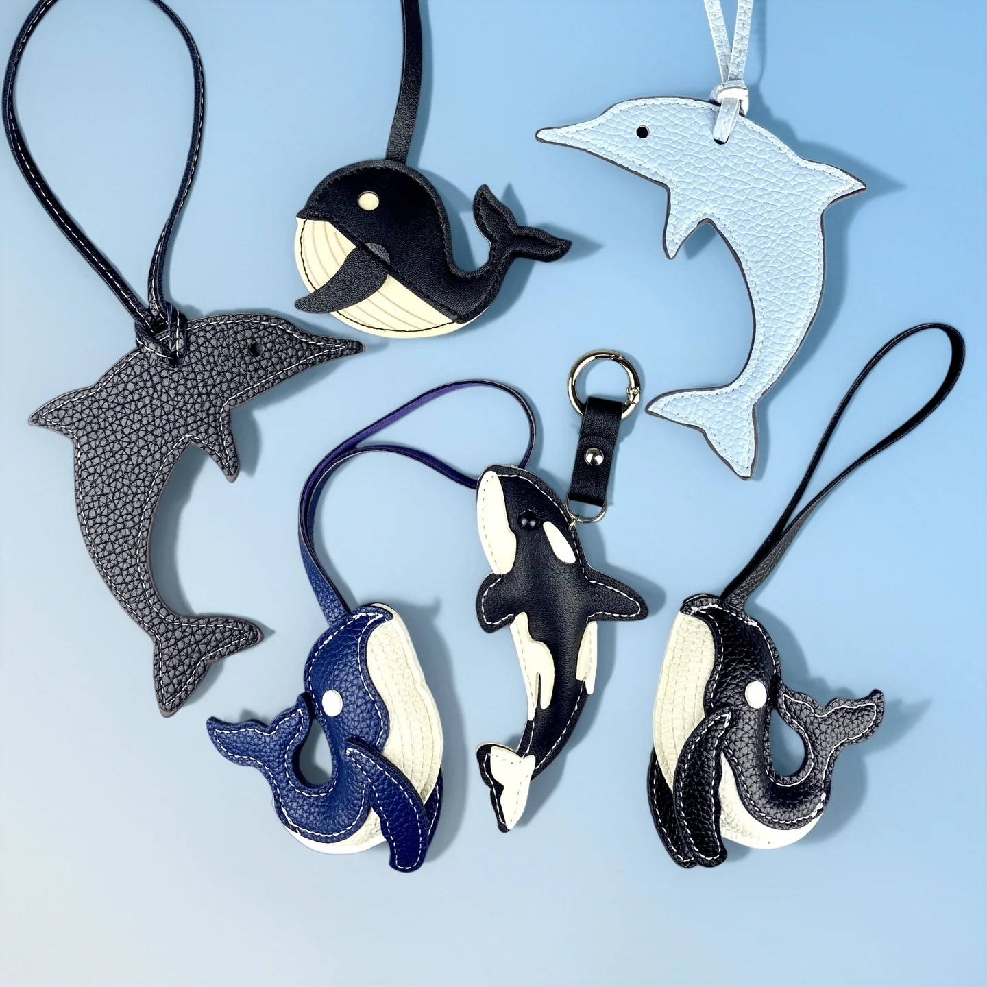 Meerestier PU-Leder Schlüsselanhänger - Niedlicher Wal Delfin Taschenanhänger - Beruhigende Tiefsee-Atmosphäre - Entspannende Natur-inspirierte Accessoires