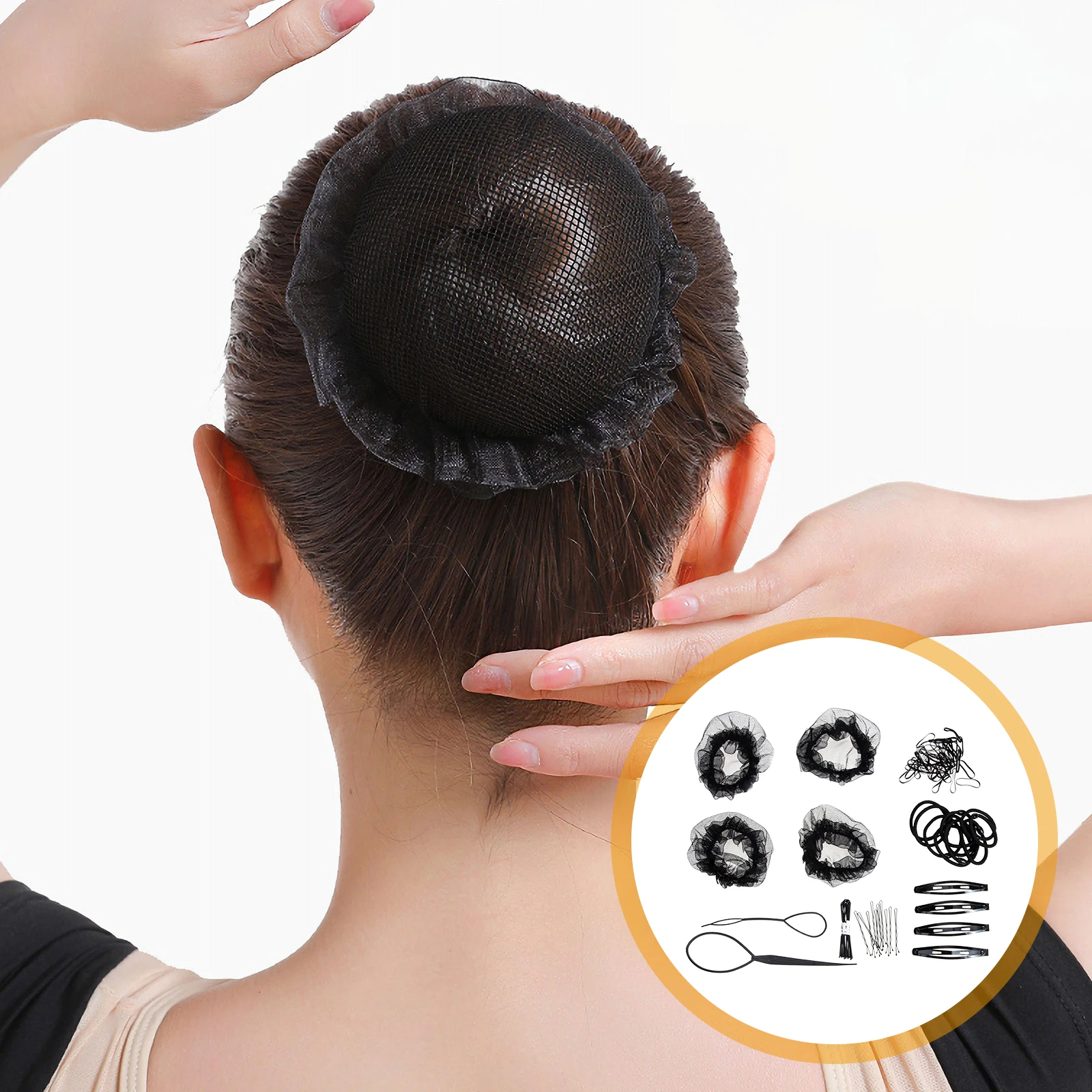 

1 set 1 Set Women Elastic Net Set Ballet Bun Breathable Fine Mesh Hair Ballet Bun Hair Nets Nets