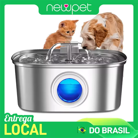 Newpet 3.2l gato água dispensador de animais de estimação aço inoxidável com luz led bomba silenciosa fonte automática para gato cão beber tigela