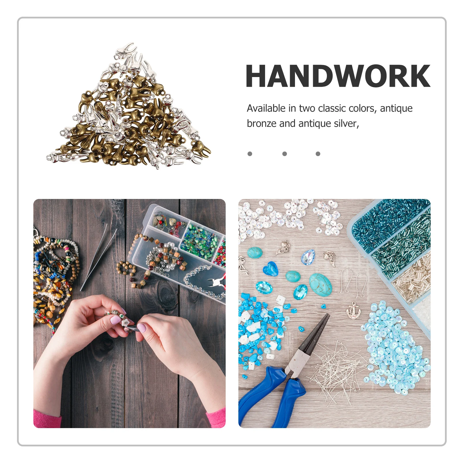 

60Pcs Teeth Pendant Charms DIY Jewelry Making Simulation Small Teeth Ornaments for Bracelet Necklace Keychain Crafts