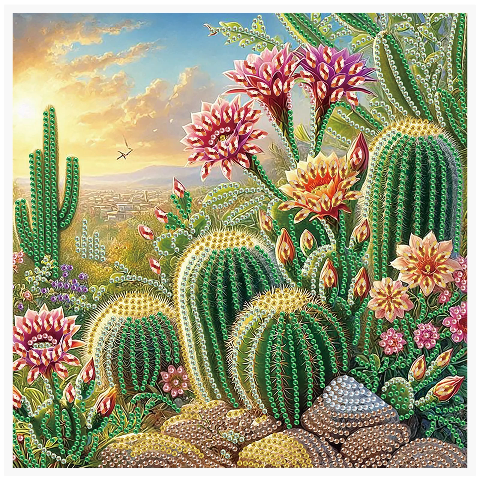 5D DIY Diamond Painting Flower Kit Cactus Decoration DIY Alien Drill Diamond Mosaic Art Gift Crafts Wall Home Decoration