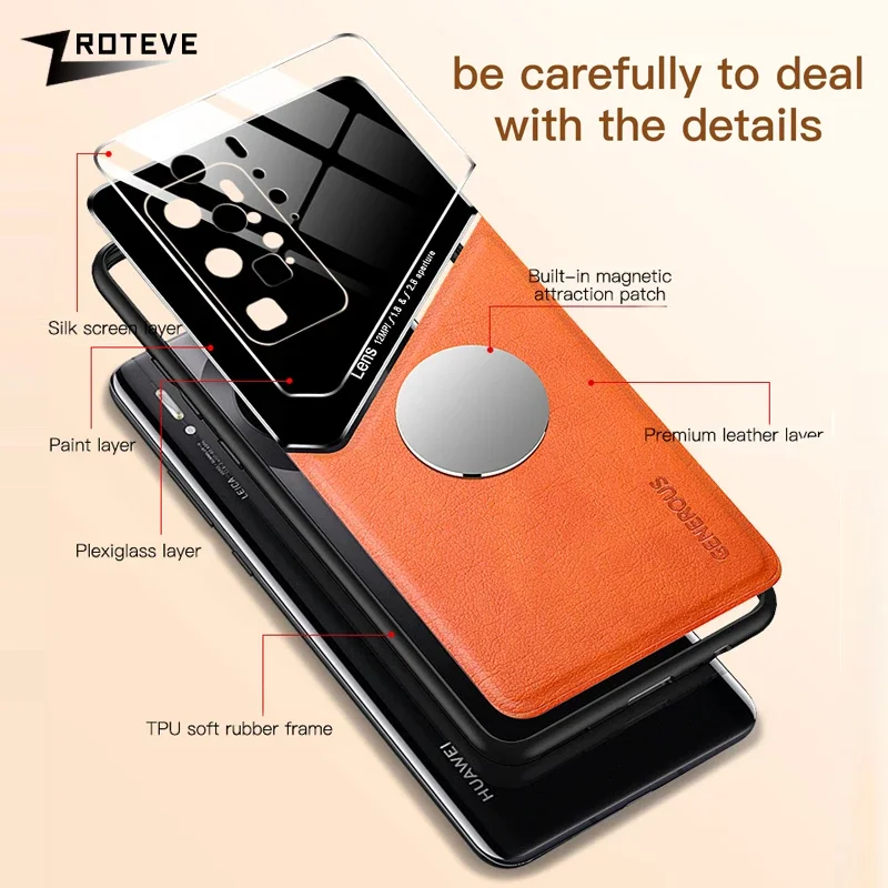 For P40 Pro Case Zroteve PU Leather Soft Frame Hard PC Cover For Huawei P30 P40 Pro Plus P 40 30 P40Pro P30Pro Phone Cases