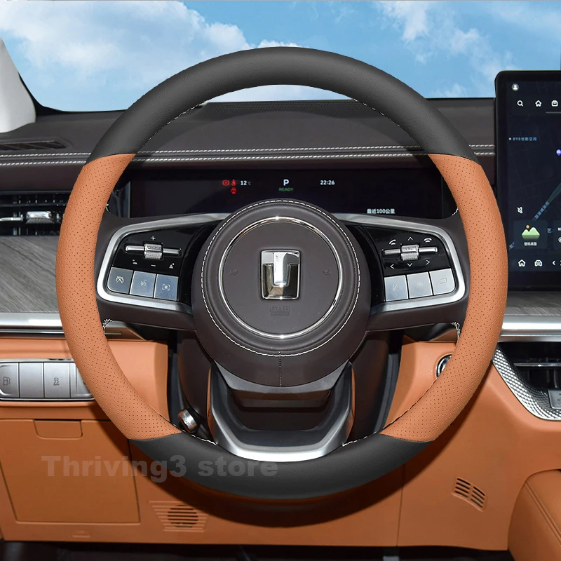 

Leather Car Steering Wheel Cover For Great Wall GWM WEY TANK 300 400 500Hi4-Z 700Hi4-T 2025 Auto Steering Wheel Accessories 2025