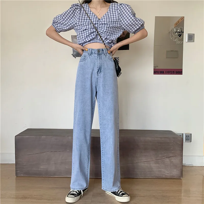 Dżinsy Damskie Koreańskie Studenckie Modne Ins Streetwear Styl Proste Jesienne Kowbojskie Rozcięcie Boczne Dziewczęce Uniwersalne S-3XL Vintage Ins