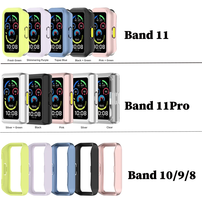 Watch Case for Huawei Band 11 11Pro Accessories All-Around Hard PC Bumper Frame Shell Hollow Cover for Huawei Band 10 9 8 Cases