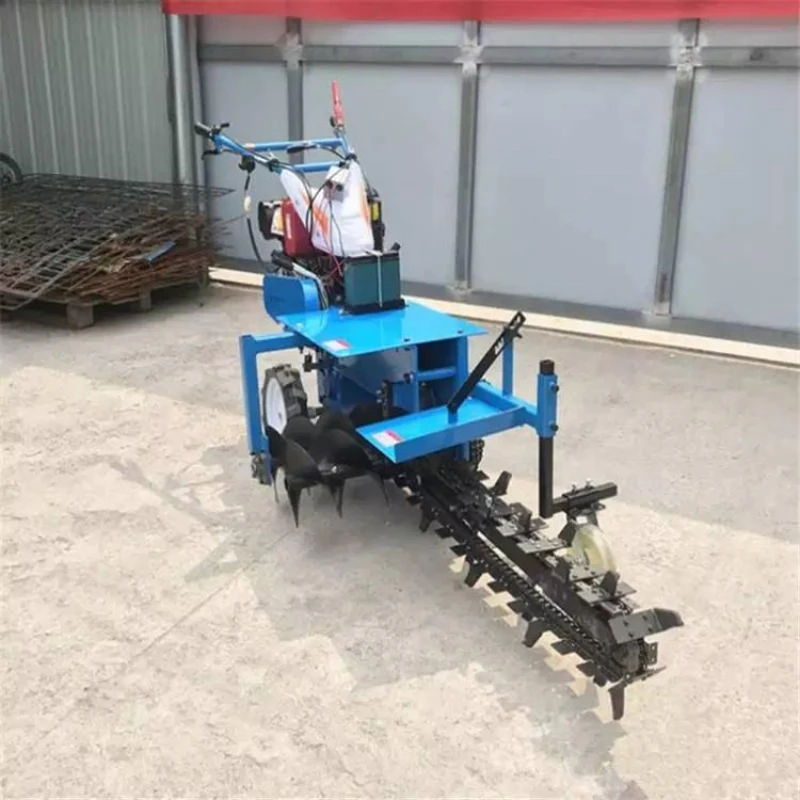 

Agricultural small hand-held trencher, multi-functional chain trencher, plowing and loosening soil micro-tiller