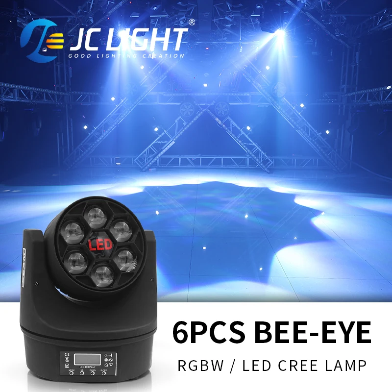 JC-haz de luz 4 en 1 con cabezal móvil para discoteca, luz Led 4 en 1 de ojo de abeja, 6 piezas, 15w, Rgbw, Zoom, 023