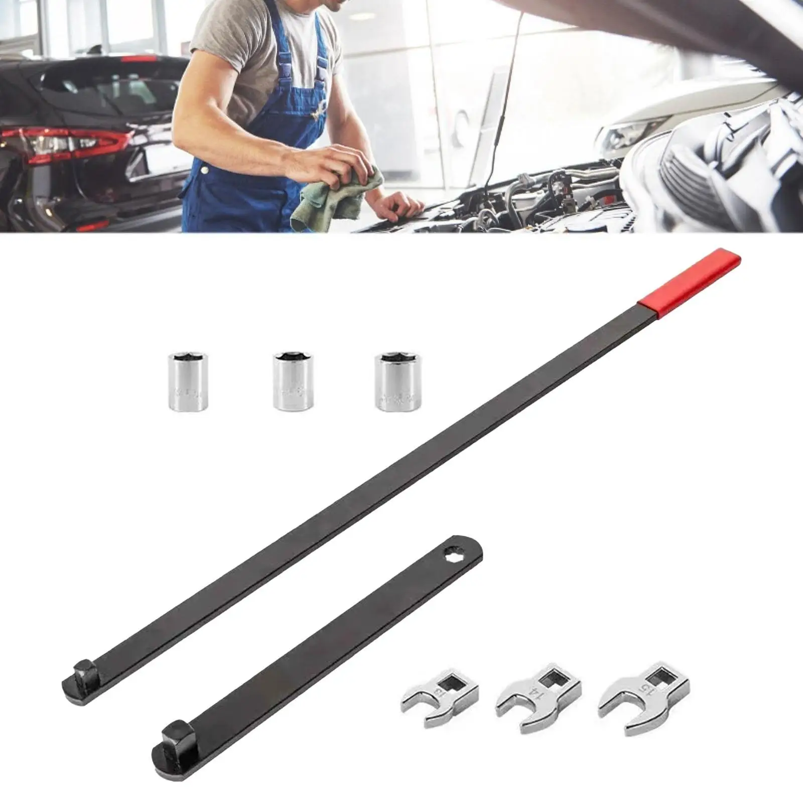

8 Pieces Serpentine Belt Tool Kit Universal, Serpentine Belt Adjust Tightener Wrench Tool Socket Belt Service Kit