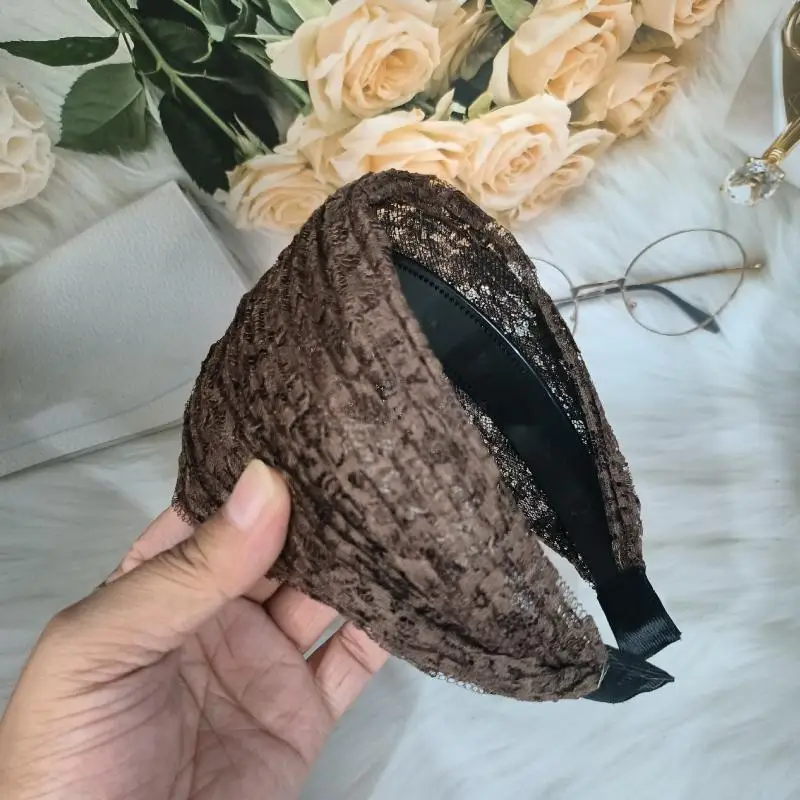 Blumen-Spitzen-Haarspange, breiter Haarreif, Haarband für Damen, Spitzen-Kopfschmuck, breites Haarband für Mädchen. – Detail 8