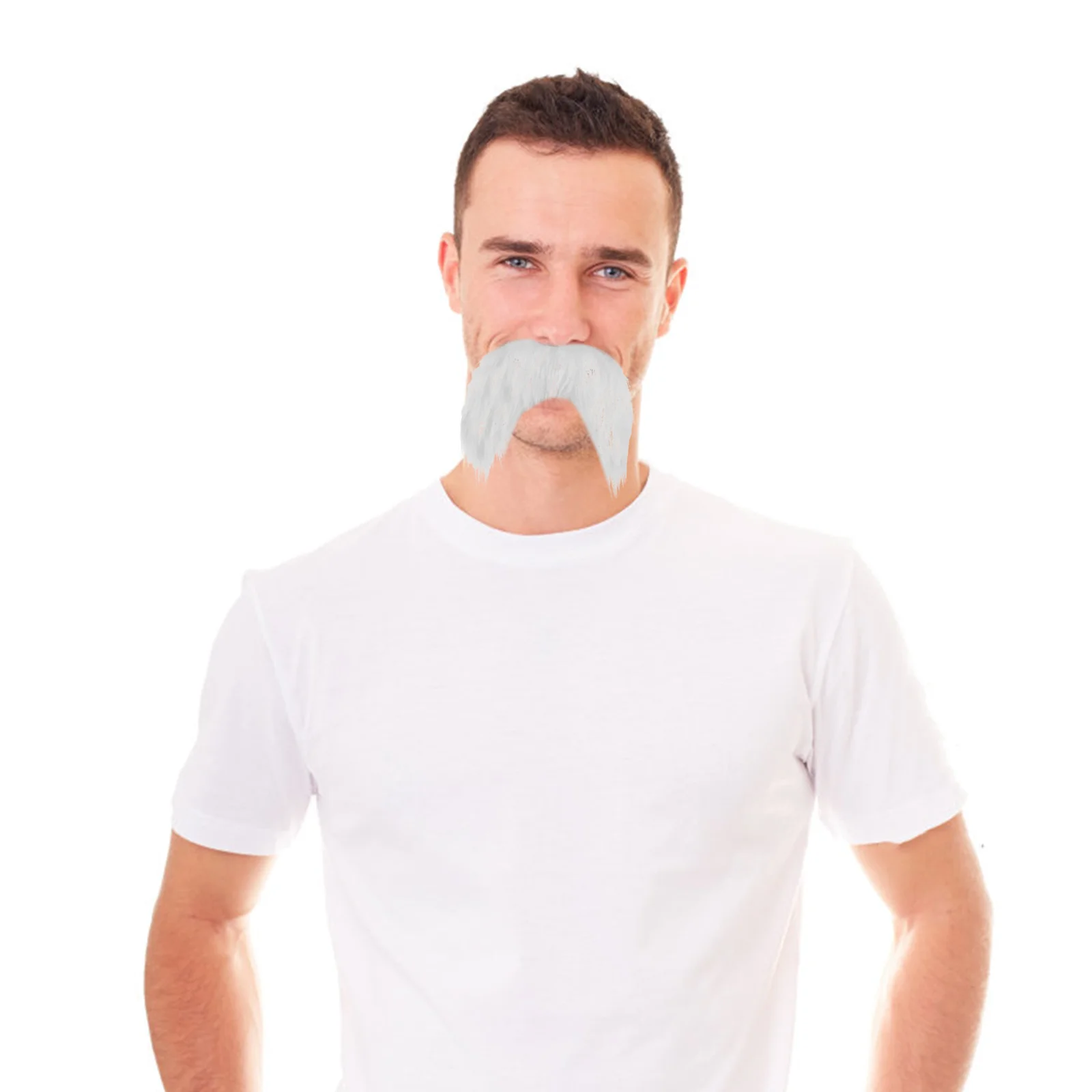 Barbe de père noël blanche universelle, 5 pièces, douce, sans démangeaisons, ensemble de costumes de grand-père d'halloween, Kit de moustache, barbe de vieil homme