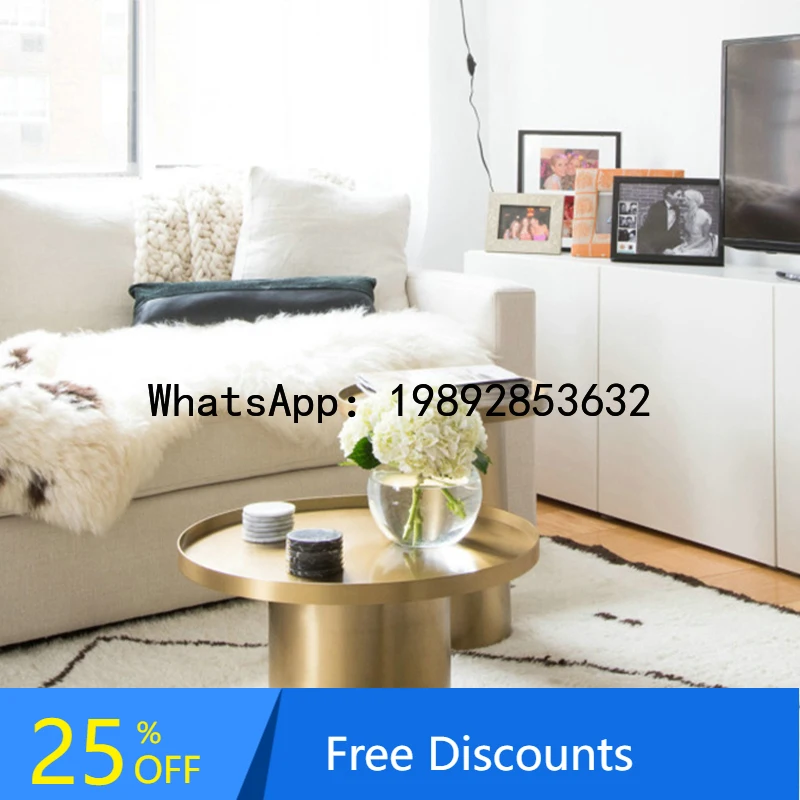 

BF Fresh Style Coffee Table Brushed Stainless Steel Material Electroplated Rose gold Tray Side Table