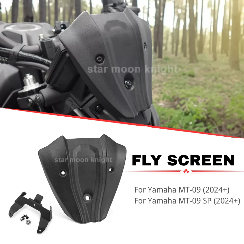 

MT09 NEW Fly Screen For YAMAHA MT-09 MT 09 SP 2024+ Motorcycle Matt Black Sports Frontal Plate WindScreen Windshield Deflector