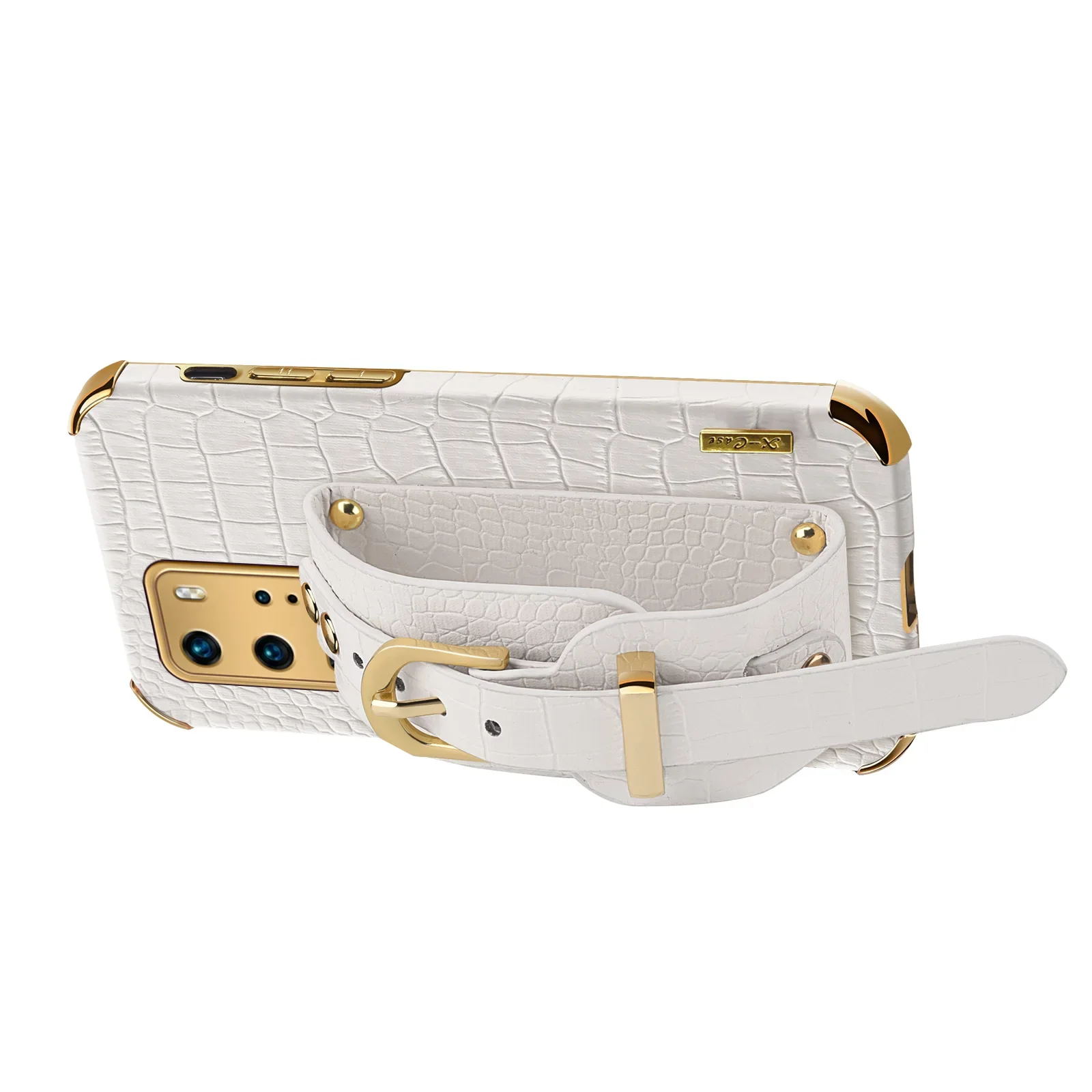 

Чехол для телефона из искусственной кожи с браслетом из крокодиловой кожи для Huawei P30 P50 P40 Pro Plus, держатель с ремешком на запястье, противоударный мягкий чехол