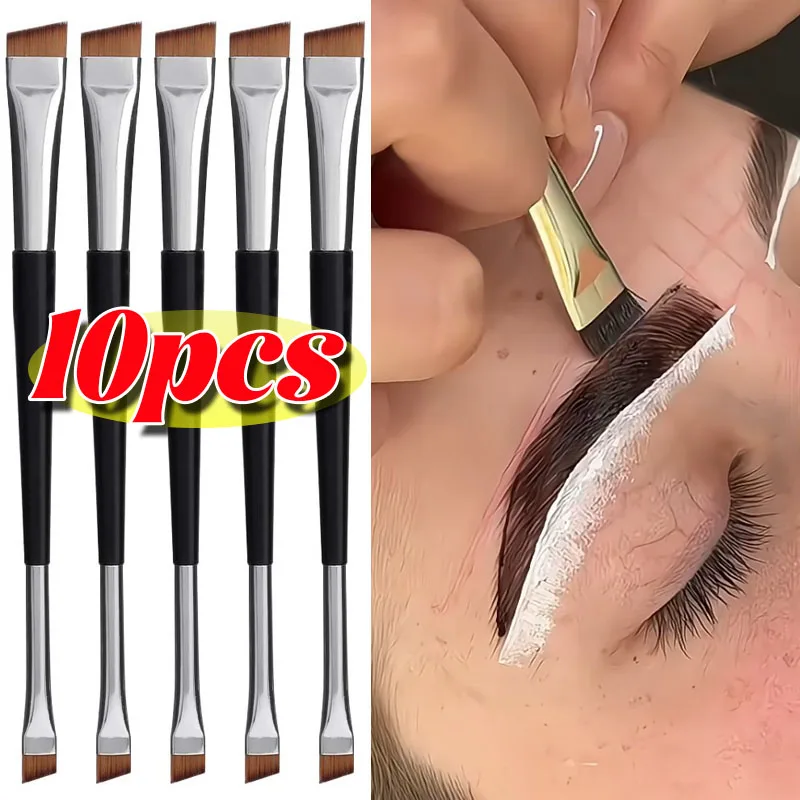 1/10 قطعة مزدوجة رئيس شفرة كحل الحاجب فرشاة المحمولة لينة شقة غرامة العين اينر الحاجب كونتور ماكياج فرش أدوات تجميل مجموعة #1