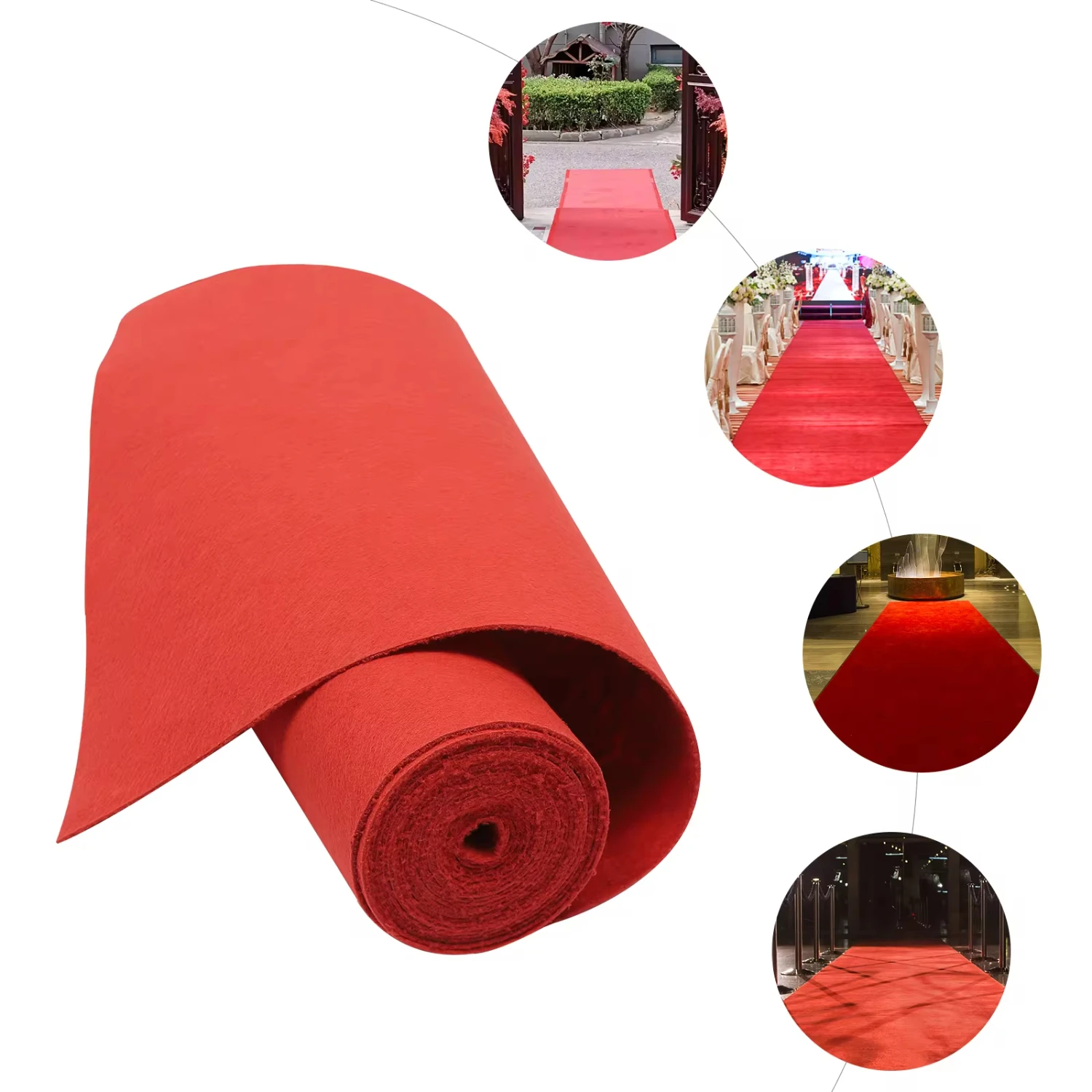 New Red Carpet Runner  Party Thicken Red Aisle Runner 33FT Non-slip Runway Rug  Wedding Ceremony Movie Theme Party  Decor