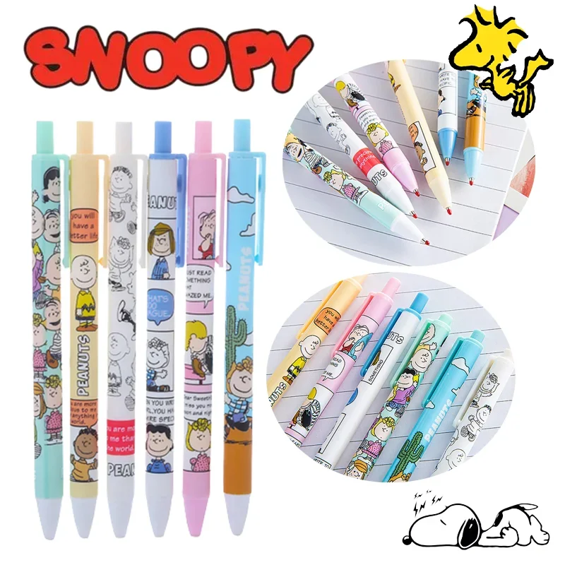 Snoopy Cartoon Neutral Pen 0.5mm Black Press Ballpoint Pen for Students Cute Gelpen School Office Writing Supplies Stationery