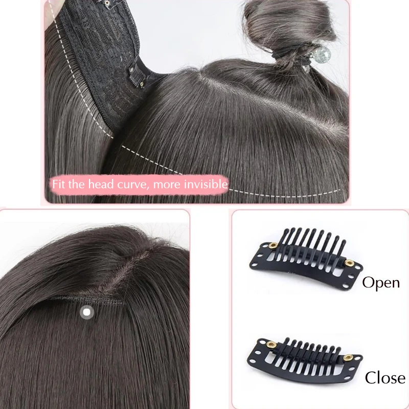 Pageup Synthetic Long Wave 20 Inch 4 Clip  Women Clip In Hair Extensions Black Brown Grey High Tempreture Hair Piece Fashion