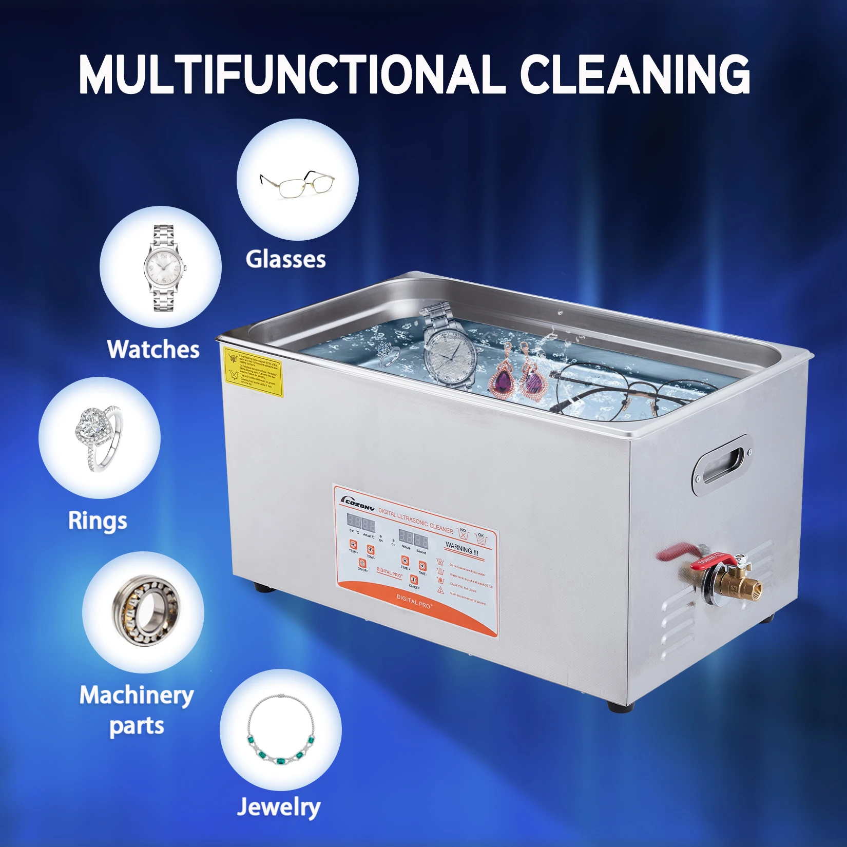 5.8 Gallon (22 L) Digital Sonic Cavitation Machine 40kHz, Commercial Ultrasonic Cleaner, Professional Jewelry Cleaner