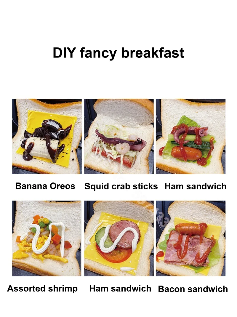 500W Electric Sandwich Maker Mini Panini Quick Breakfast Maker Non Stick Double Sided Heating Toaster Hot Dog Maker Food warmer