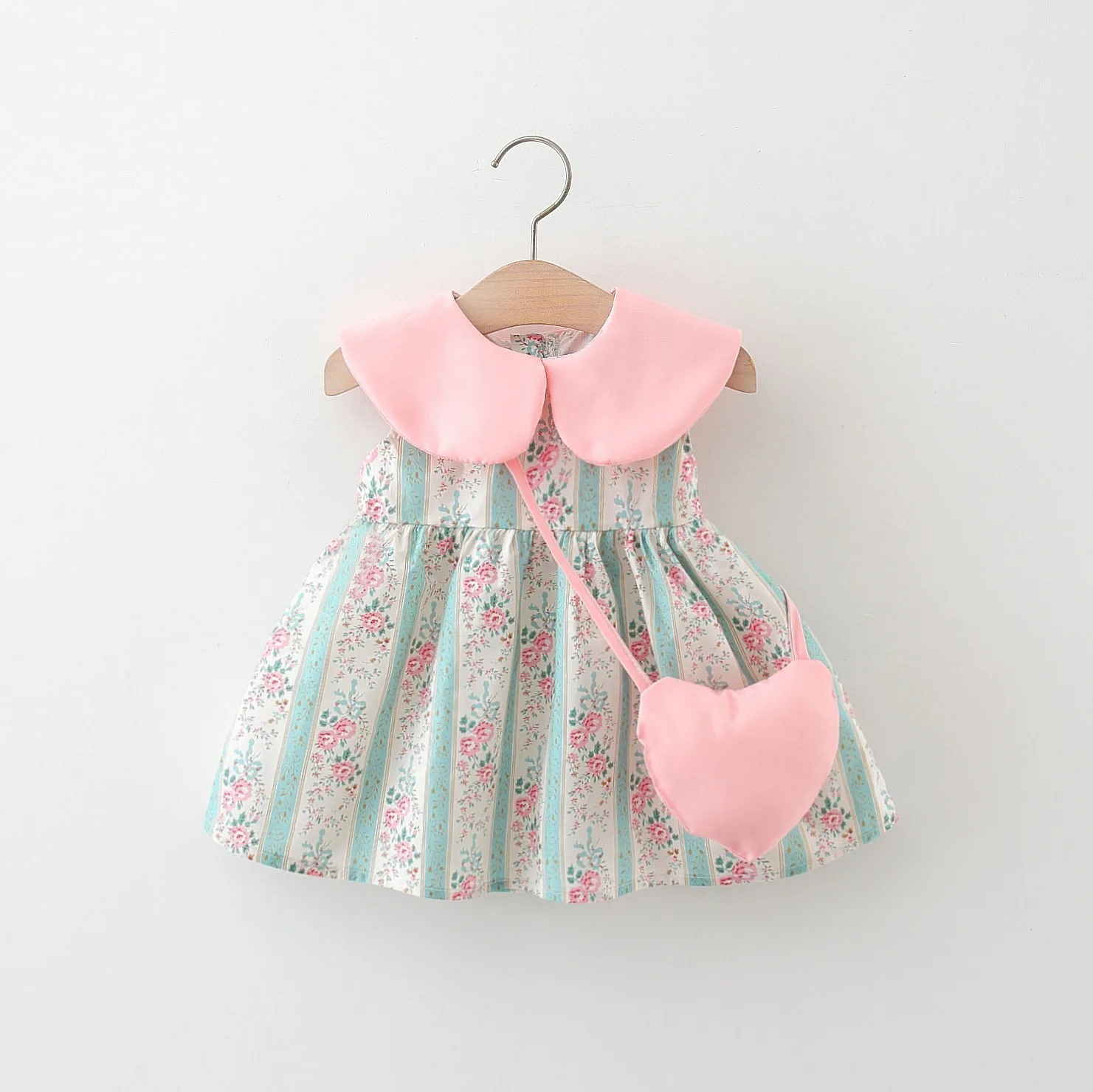 Baby Girl Dress Summer Cotton Striped Flower Pattern Round Neck Sleeveless Girls Dresses Cartoon Casual Beach Baby Clothing