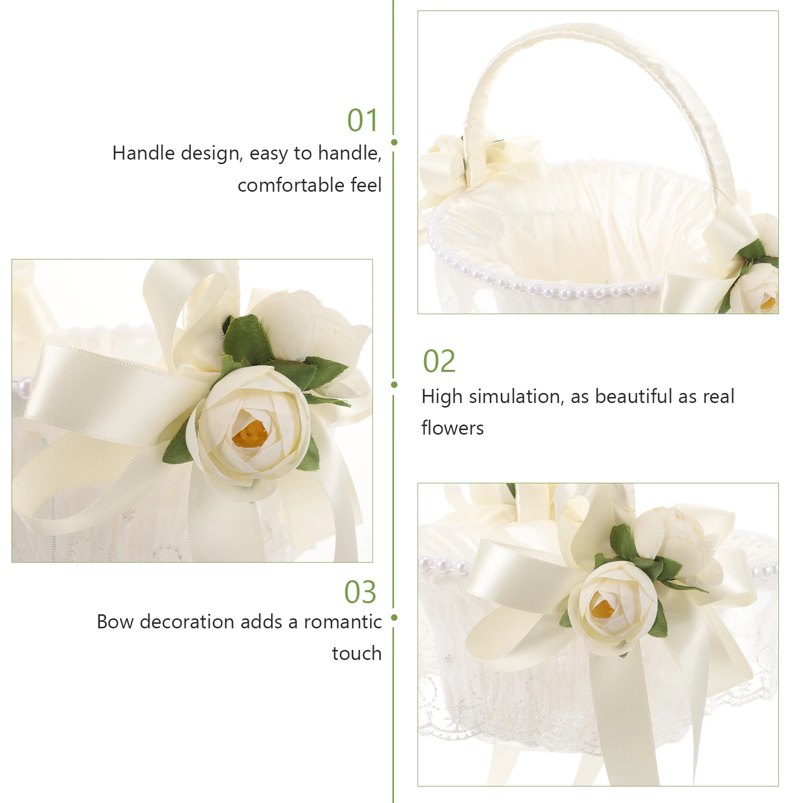 

Elegant Bowknot Wedding Flower Portable Handheld Basket For Wedding Party Flower Girl Accessory Decorative Storage Basket For
