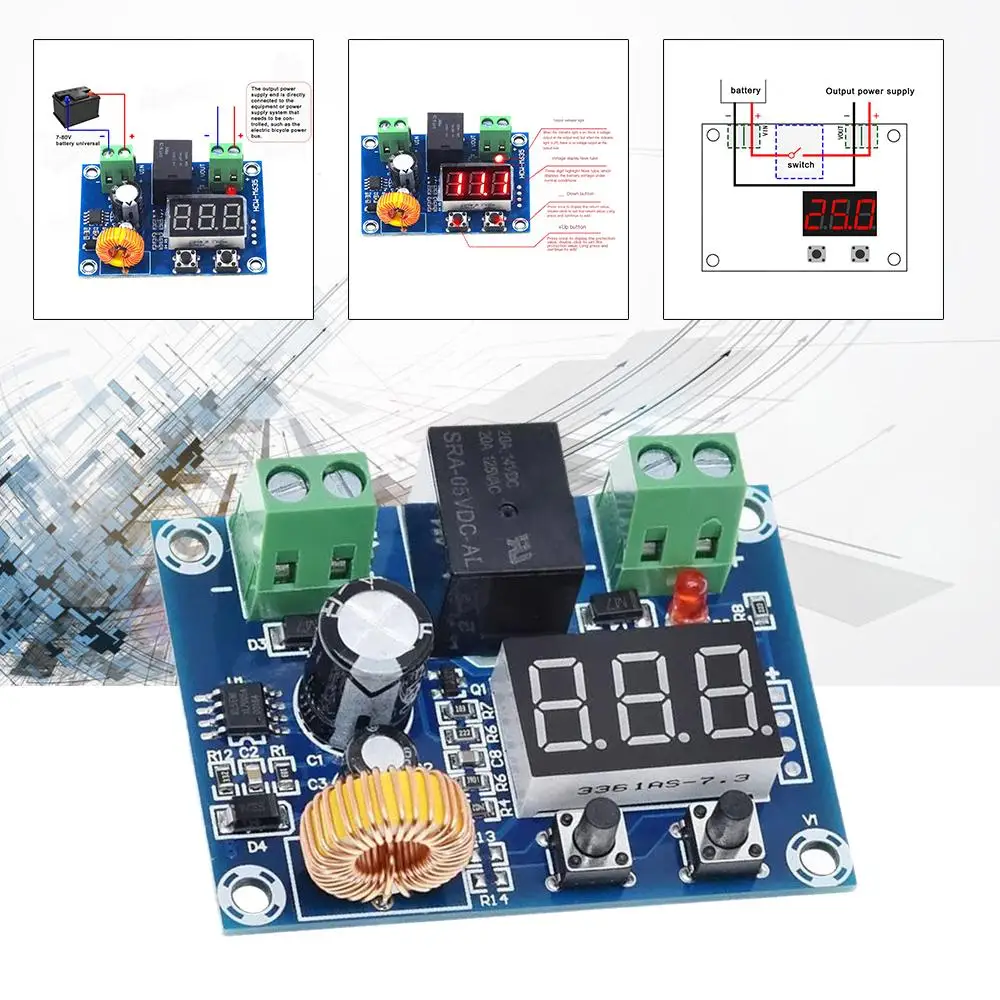 Xh-m609 Low Voltage Disconnect Switch Cut Off 12v 24v 36v Digital Led Display Over-discharge Protect For 12-36v Lithium Bat D9o2