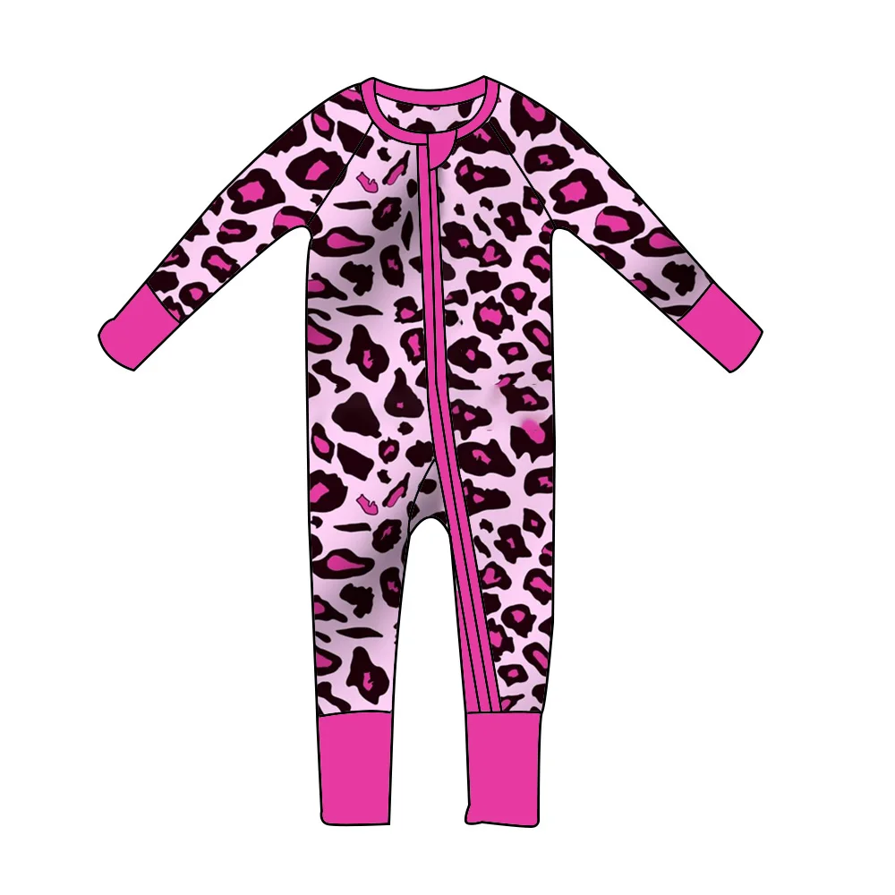 

Fall Baby Girl Baby romper Long sleeve Winter Toddler clothing Newborn Girl romper Cute baby pink leopard print pajama