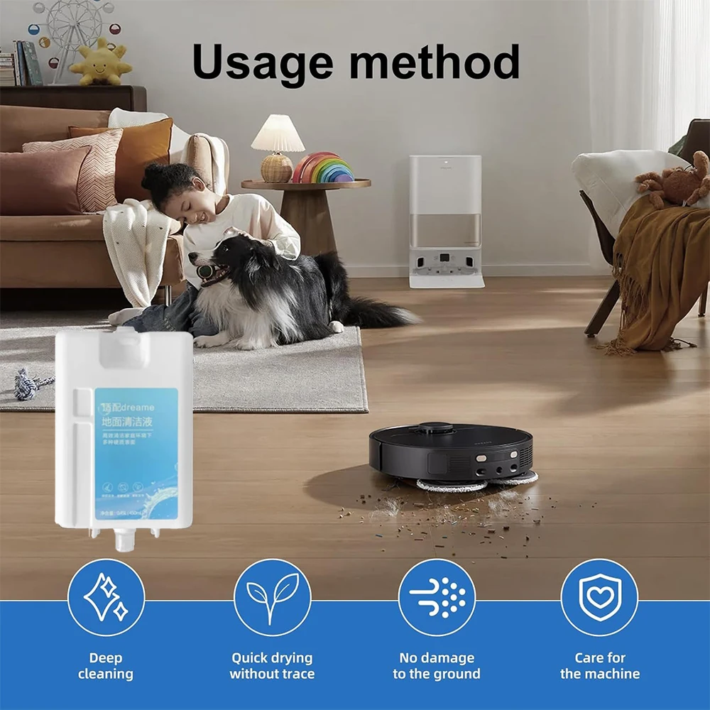 سائل التنظيف للمكنسة الكهربائية Dreame L20 Ultra/L10 Prime/X10/X20 Pro Plus، استبدال محلول تنظيف المنظفات 450 مل