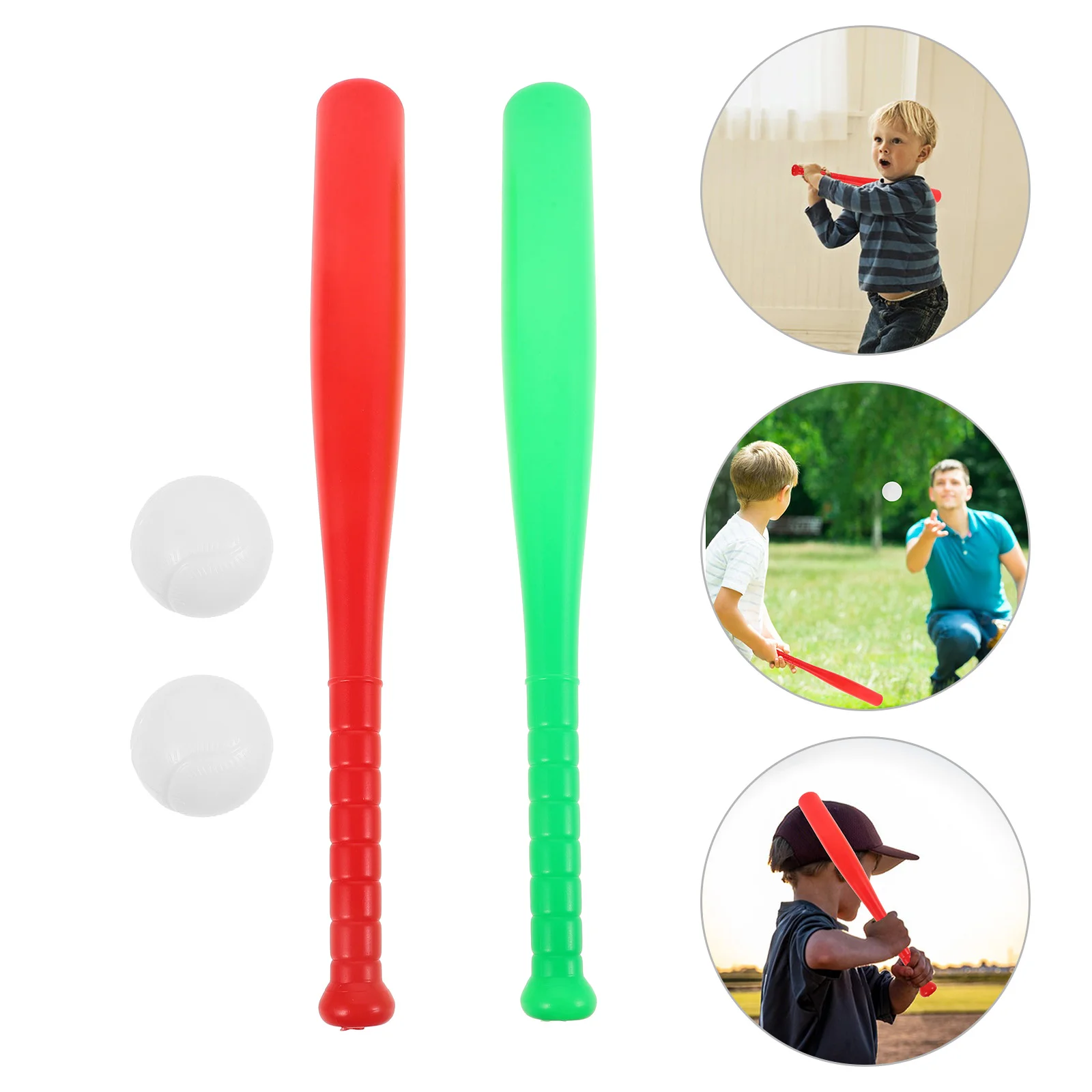 

2 Sets Toddler Outdoor Training Baseball Bat Props Toys Child Baseballs for Kids Pvc