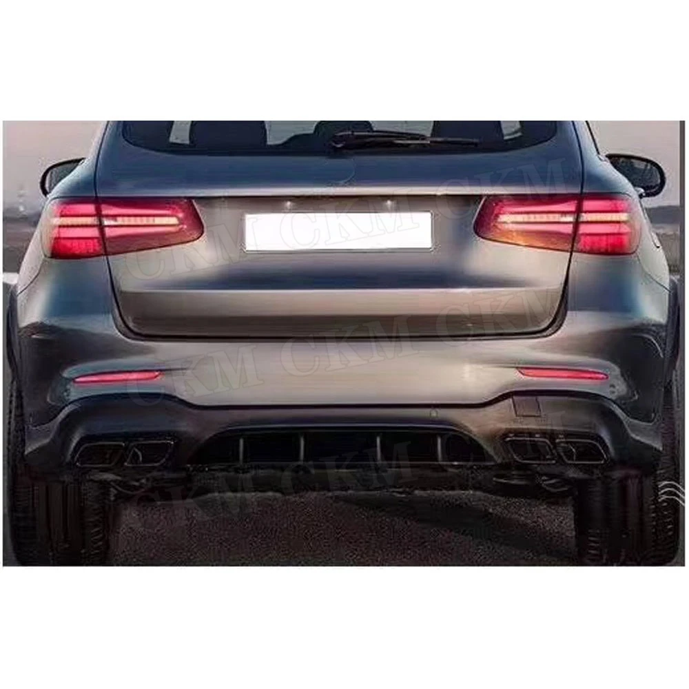 PP Material Rear Bumper Lip Diffuser with Exhaust Tips for Mercedes Benz GLC X253 Sport GLC 300 GLC250 GLC43 2017-2019