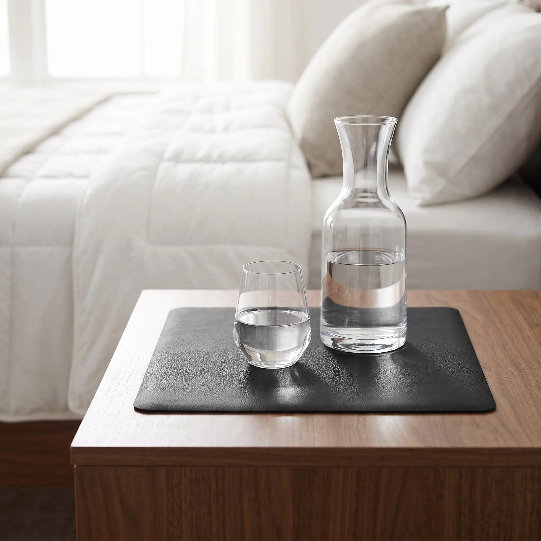 3Pcs Nightstand Mat PU Waterproof Heat Resistant Non Slip Double Sided Table Protector Night Stand Cover for Bedroom
