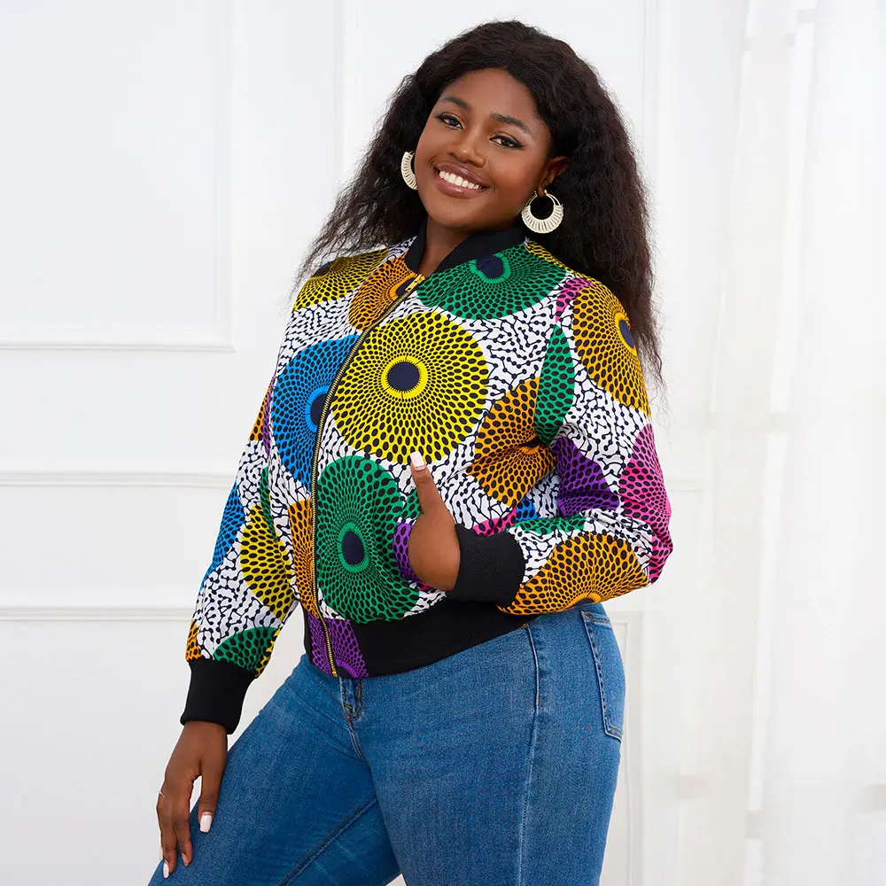 Giacca da donna africana stampata Bazin manica lunga moda africana tradizionale Dashiki giacca retrò da donna
