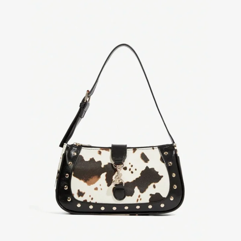 

Women's Shoulder Bag, Hobo Bag, Fashionable, Elegant, Simple, Personalized, Versatile, Cow Print, For Date, Daily, Shopping