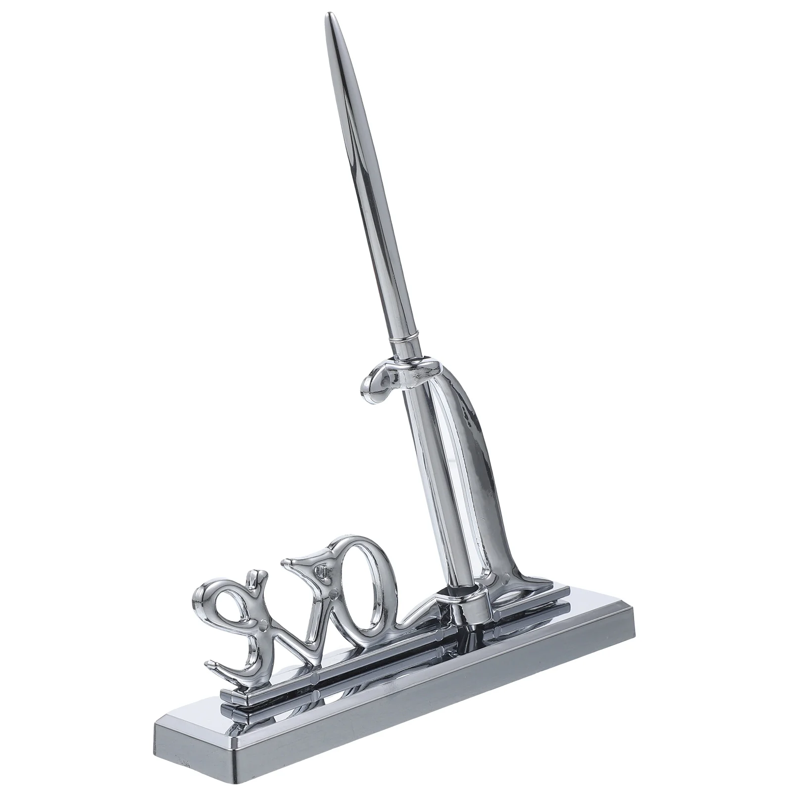 Wedding Signature Pen Holder Silver Plated Dining Table Love Engraved Set Party